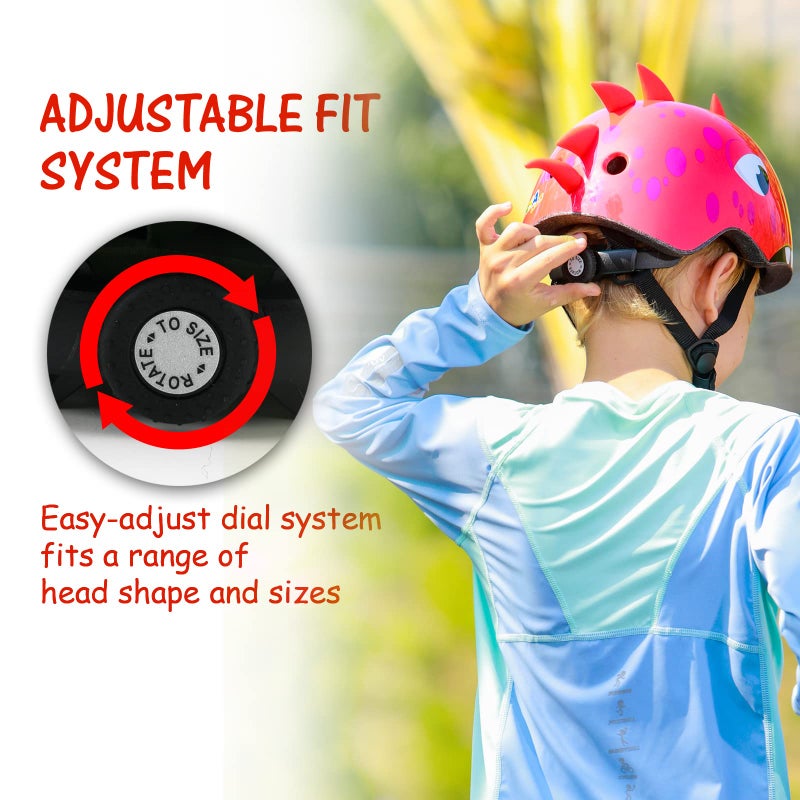 Anharluka Kids Toddler Bike Helmet  Adjustable and Multi-Sport for Child Infant Baby  2 Sizes for Age 1-3-5 Years Boys Girls (Red Dinosaur  Small) - Image 4